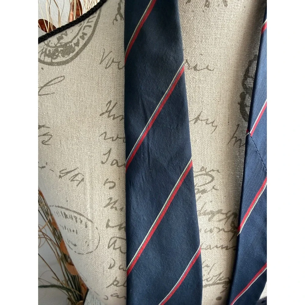 Christian Dior Monsieur Silk Tie Navy Blue Red Green Diagonal Stripe France